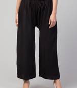Women Black Solid Relaxed Fit Palazzo with Elastic Drawstring