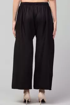 Women Black Solid Relaxed Fit Palazzo with Elastic Drawstring