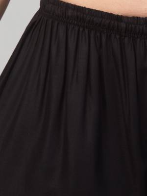 Women Black Solid Relaxed Fit Palazzo with Elastic Drawstring 6
