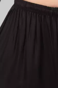 Women Black Solid Relaxed Fit Palazzo with Elastic Drawstring