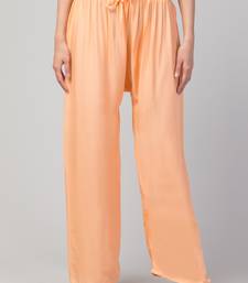 Women Beige Solid Relaxed Fit Palazzo with Elastic Drawstring