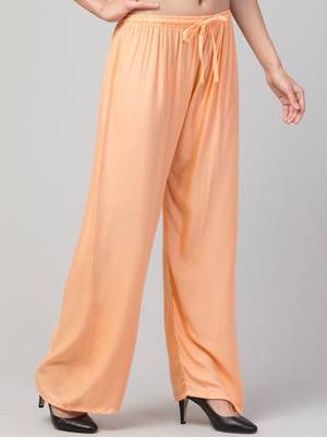 Women Beige Solid Relaxed Fit Palazzo with Elastic Drawstring 3