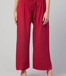 Women Maroon Solid Relaxed Fit Palazzo with Elastic Drawstring