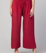 Women Maroon Solid Relaxed Fit Palazzo with Elastic Drawstring