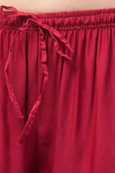 Women Maroon Solid Relaxed Fit Palazzo with Elastic Drawstring
