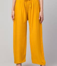 Women Mustard Solid Relaxed Fit Palazzo with Elastic Drawstring