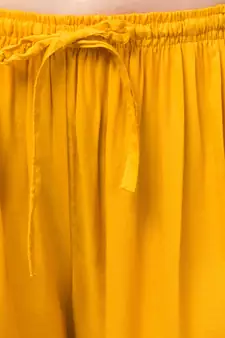Women Mustard Solid Relaxed Fit Palazzo with Elastic Drawstring