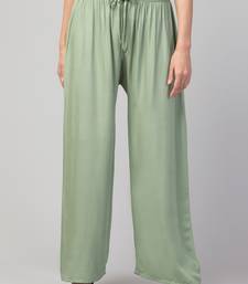 Women Olive Green Solid Relaxed Fit Palazzo with Elastic Drawstring
