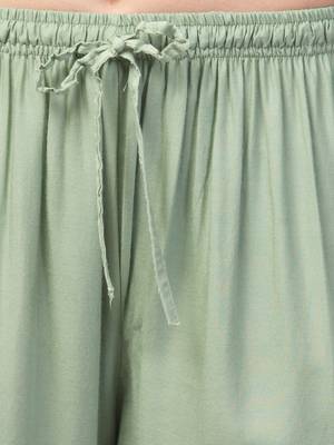 Women Olive Green Solid Relaxed Fit Palazzo with Elastic Drawstring 6