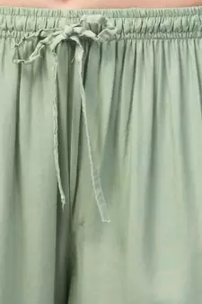 Women Olive Green Solid Relaxed Fit Palazzo with Elastic Drawstring