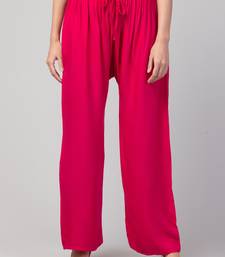 Women Pink Solid Relaxed Fit Palazzo with Elastic Drawstring
