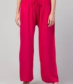 Women Pink Solid Relaxed Fit Palazzo with Elastic Drawstring