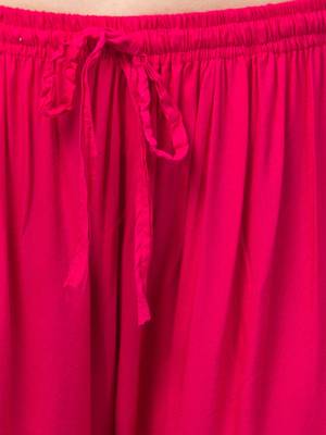 Women Pink Solid Relaxed Fit Palazzo with Elastic Drawstring 6