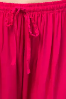 Women Pink Solid Relaxed Fit Palazzo with Elastic Drawstring
