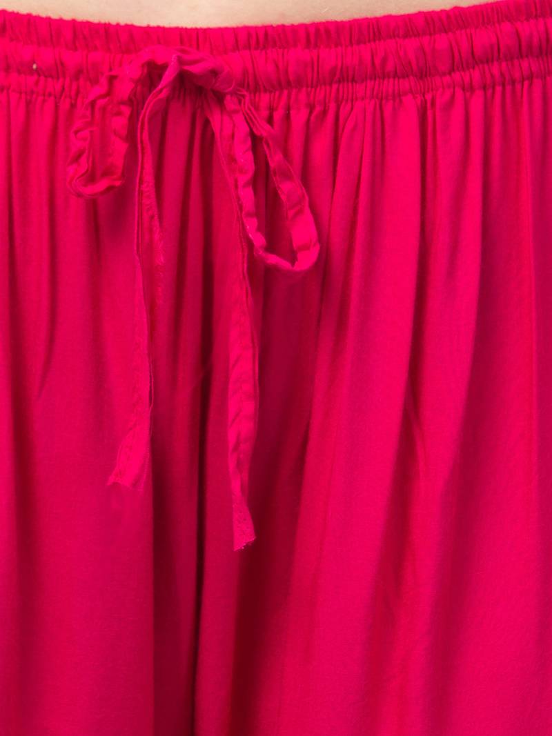 Women Pink Solid Relaxed Fit Palazzo with Elastic Drawstring
