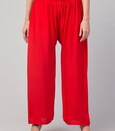 Women Red Solid Relaxed Fit Palazzo with Elastic Drawstring