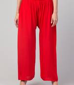 Women Red Solid Relaxed Fit Palazzo with Elastic Drawstring