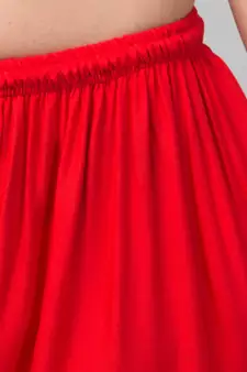Women Red Solid Relaxed Fit Palazzo with Elastic Drawstring