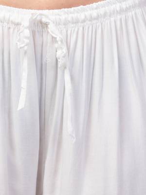 Women White Solid Relaxed Fit Palazzo with Elastic Drawstring 6