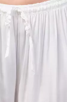 Women White Solid Relaxed Fit Palazzo with Elastic Drawstring