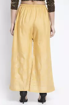 Women Flared Beige Rayon Palazzo Pant Free Size