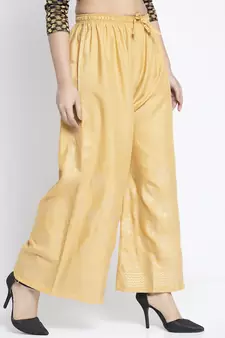 Women Flared Beige Rayon Palazzo Pant Free Size