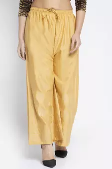 Women Flared Beige Rayon Palazzo Pant Free Size