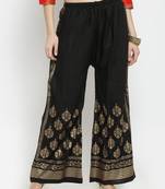 Women Flared Black Rayon Palazzo Pant Free Size