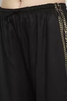 Women Flared Black Rayon Palazzo Pant Free Size
