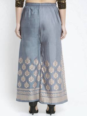 Women Flared Grey Rayon Palazzo Pant Free Size 1