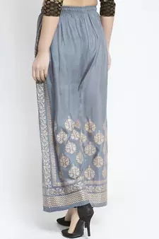 Women Flared Grey Rayon Palazzo Pant Free Size