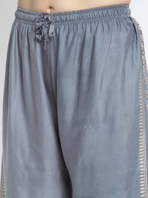Women Flared Grey Rayon Palazzo Pant Free Size 5