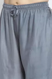 Women Flared Grey Rayon Palazzo Pant Free Size