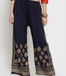 Women Flared Navy Rayon Palazzo Pant Free Size