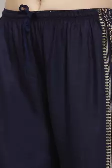 Women Flared Navy Rayon Palazzo Pant Free Size