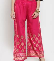 Women Flared Pink Rayon Palazzo Pant Free Size