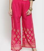 Women Flared Pink Rayon Palazzo Pant Free Size