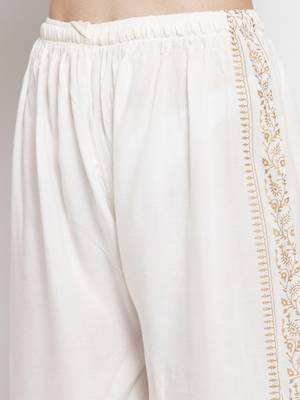 Women Flared White Rayon Palazzo Pant Free Size 5
