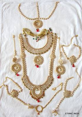Red Green Crystal Bridal Dulhan Necklace Earring Set 1