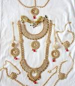 Red Green Crystal Bridal Dulhan Necklace Earring Set