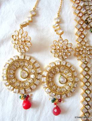 Red Green Crystal Bridal Dulhan Necklace Earring Set 2