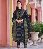 Navy blue Color Trendy Georgette Sequince Salwar Suit