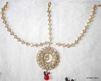 Red Green Crystal Bridal Dulhan Necklace Earring Set 7