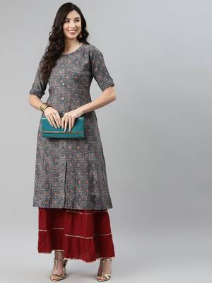 Multicolor printed cotton ethnic-kurtis 2