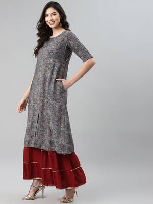 Multicolor printed cotton ethnic-kurtis 3