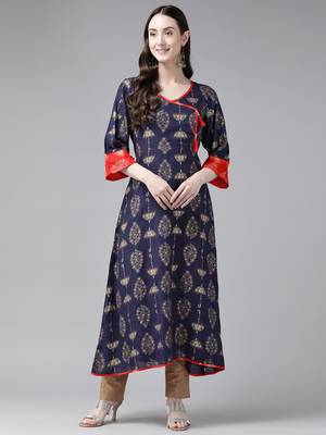 Red printed cotton ethnic-kurtis 1