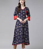 Red printed cotton ethnic-kurtis