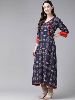 Red printed cotton ethnic-kurtis 3