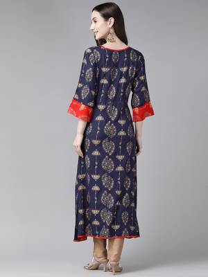 Red printed cotton ethnic-kurtis 4