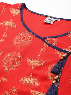 Red printed cotton ethnic-kurtis 2